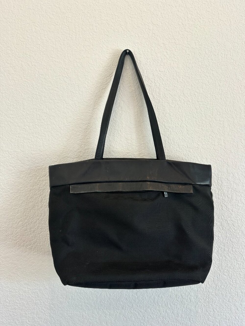 Nylon and Leather Tumi Shoulder Tote Bag, Black